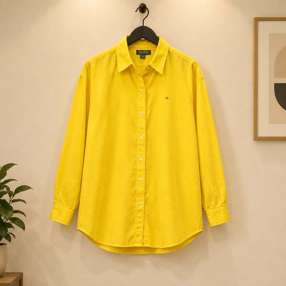 Lauren Ralph Lauren Long Sleeve Button Down Shirt Size 1X Yellow